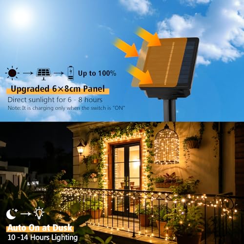 4 Pack Solar Fairy Lights Outdoor, 131ft 400 LED Solar String Lights Outdoor Waterproof with 8 Modes, Green Wire Twinkle Lights for Outside Christmas Garden Party Decorations (Warm White) - color: Warm White