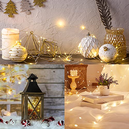 WATERGLIDE 24 Pack Fairy Lights Battery Operated (Included), 7 ft 20 LED Mini String Lights, Waterproof Silver Wire Firefly Starry Lights for DIY Wedding Christmas Party Mason Jars Decor, Warm White - color: Warm White