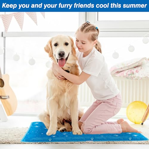 Dog Cooling Mat Water Injection Pet Cool Pads Dogs & Cats Pet Cooling Blanket for Outdoor Car Seats Beds - color: Blue, size: 23*23in