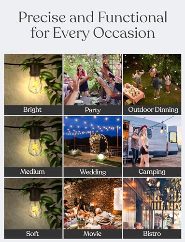 Brightech Ambience Pro - Waterproof LED Outdoor String Lights - 15 Bulbs, Dimmable 2W Vintage Spiral Edison Bulbs - 48 Ft Commercial Grade Patio Lights Cafe Ambience in Your Backyard - style: 48 Foot - Spiral Bulbs - Soft White (2700K)