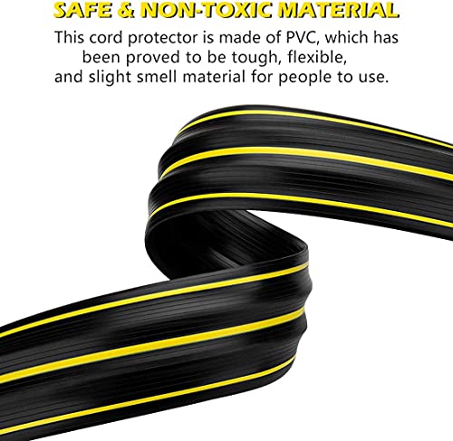 10Ft Cord Covers for Wires on Floor, 3-Channel Floor Cord Cover with Anti-Slip Base & Yellow Warning Strips, Extension Cord Covers for Floor, Ideal for Home, Office, Outdoor Use - color: Black&Yellow, size: 10FT