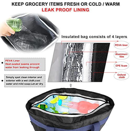 BeeGreen Cooler Bag Soft Insulated Tote for Beach Travel Grocery Shopping Lunch Portable Large Ice Coolers with Handle Hard Freezer Bags with Zippered Top Foldable Leakproof Delivery Totes Black - color: Dark Black