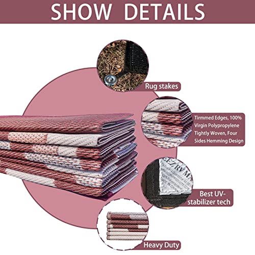 EEZ RV Products 9X18FT Durable RV Outdoor Rugs for Camping RV Mat Modern Wave Design - 9X18 Burgundy - color: New Burgundy, size: 9' x 18' (Rectangular)