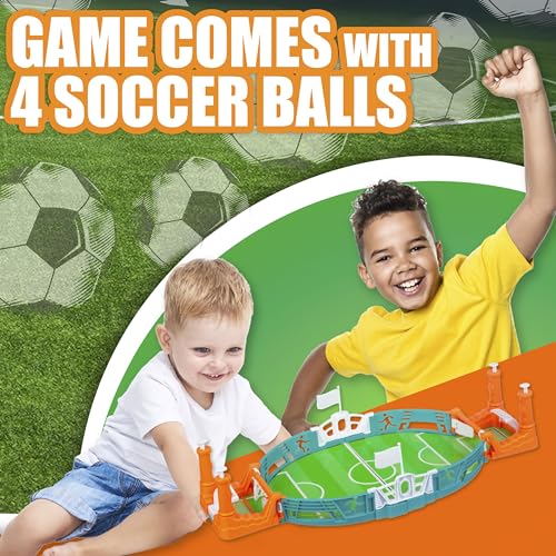 EXPRESSIONS Tabletop Soccer Game – Portable Mini Soccer Goal with 4 Balls Included | Desktop Hand Soccer Training Toy | Fun Desk Game for Office, Work & Travel | Great Gift for Kids & Adults - style: Soccer
