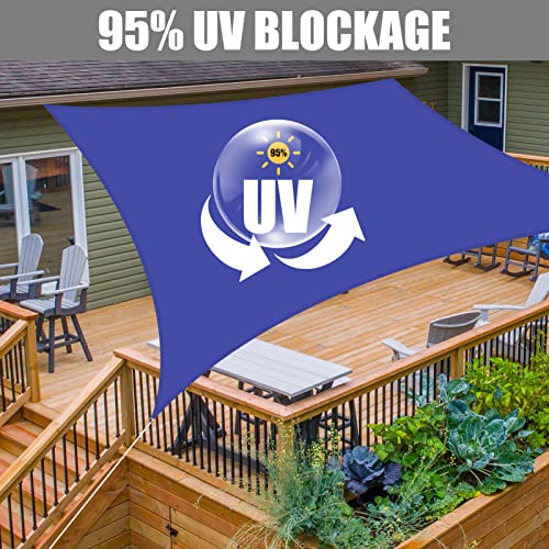 Neween Waterproof Sun Shade Sail Rectangle UV Block Canopy for Outdoor Patio and Garden, Yard Activities (13'x20', Blue) - color: Blue, size: 13'x20'
