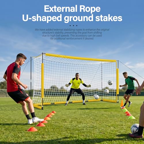 12x6FT Soccer Goal for Backyard Portable Net Collapsible Metal Base,Sports Training Equipment Quick Set Up Soccer Net for Indoor Outdoor Practice Training With 1 Carrying Bag,4 Guy Ropes 8 Ground Pegs