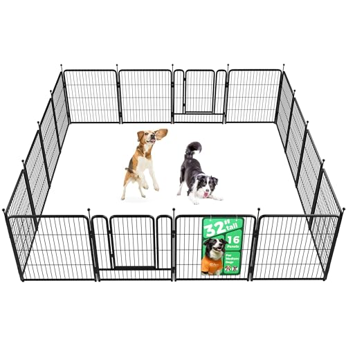 FXW Rollick Unleashed Dog Playpen for Indoor, Yard, RV Camping, 32 inch 16 Panels for Small and Medium Dogs, Black│Patented - color: Black, size: 32"H