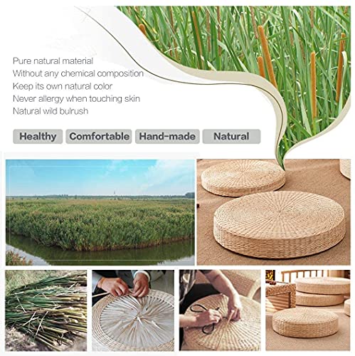 HUAWELL 2 Pack Super Bigger Size Tatami Floor Pillow Sitting Cushion, Round Padded Room Floor Straw Mat for Outdoor Seat Dia: 60CM (23.6) - style: 23.6 Inch