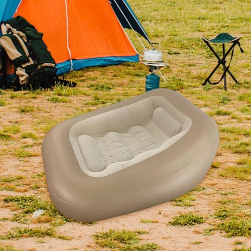 Inflatable Camping Lounger, Foldable Inflatable Sofa, Air Mattress, Couch for The Garden, Coffee - color: Coffee