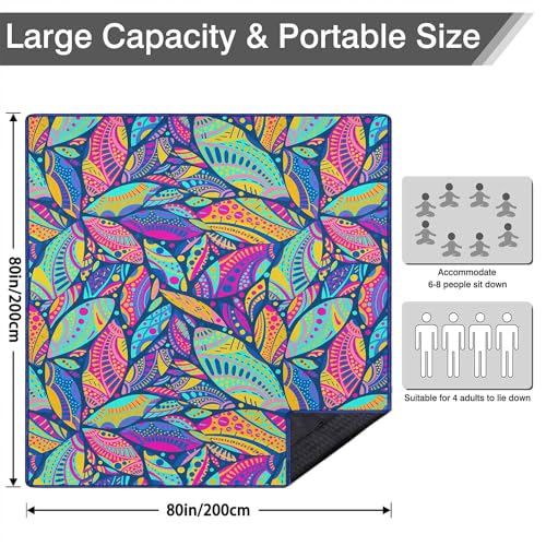 Waterproof Picnic Blankets Foldable & Portable 80''x80'' Boho Picnic Mat for Outdoors, Large Washable Picnic Blanket for Travel Camping Beach, Park Grass Picnic Blanket Accessories for Adults - color: Picnic Mat 04, size: 80" x 80"