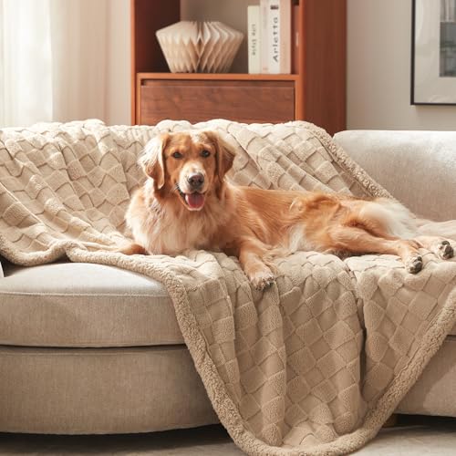 GASUR Waterproof Dog Blankets for Large Dogs, Dog Blanket for Couch Bed, Fleece Pet Blanket for Furniture Sofa Protector, Soft Pet Throw Blankets for Crate Car Outdoor, Washable, 50"x60",Beige - color: Beige, size: XL(50"X60")