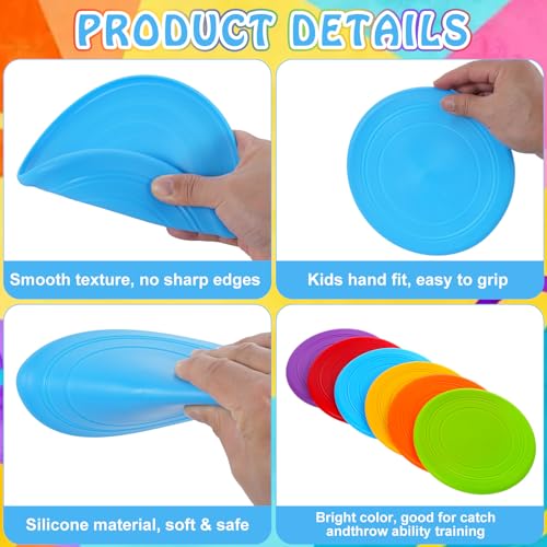 24 Pcs Flying Disc End of Year Gifts Bulk, 7” Rubber Flyer Disks with Gift Cards Outdoor Flying Discs for End of Year Gift Summer Beach Party Supplies, 6 Colors