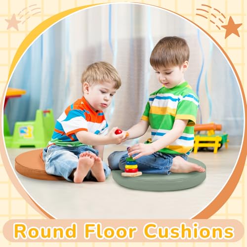 Juexica 8 Pcs Extra Thick Flexible Seating Floor Cushion Assorted Colored Floor Pillow Classroom Seat Cushion Soft Classroom Seating for Kid Learning(Boho Color,13.8 x 13.8 x 2 Inch,Round) - color: Boho Color