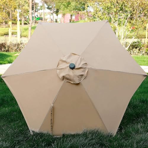 Blissun 7.5 ft Patio Umbrella, Yard Umbrella, Outdoor Market Umbrella with Push Button Tilt Crank (Tan) - color: tan