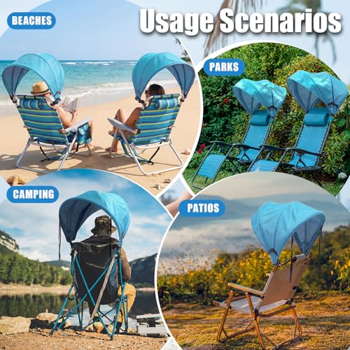 DaisyInner 1 Pcs Beach Chair Umbrella Canopy Extra Large Foldable Chair Sun Shade with Adjustable Clamp for Beach Camping Fishing Lounge Outdoor (Light Blue) - color: Light Blue