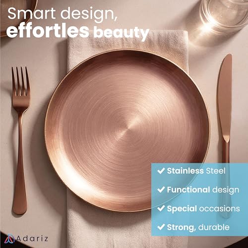 Rose Gold Stainless Steel Dinnerware Set – 12-Piece Elegant Plates, Forks & Knives for Home & Outdoor – Durable, Rust-Resistant, Lightweight, Travel-Friendly, Dishwasher Safe