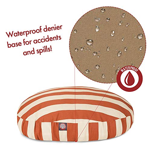 Burnt Orange Vertical Stripe Large Round Indoor Outdoor Pet Dog Bed With Removable Washable Cover By Majestic Pet Products - color: Burnt Orange, size: Large
