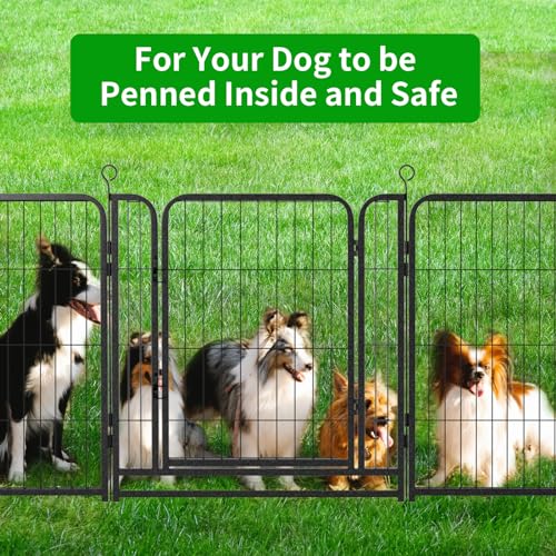 Kfvigoho Dog Playpen Outdoor Extra Wide 16 Piece Panels Heavy Duty Dog Fence 32" Height Anti-Rust with Doors Portable for RV Camping Yard, Total 42FT, 140 Sq.ft, Snowy Black - style: 32"W x 32"H