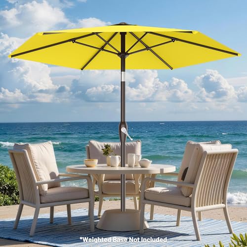 AreShark 7.5FT Patio Umbrella Table Market Umbrella with 6 Sturdy Ribs, Button Tilt/Crank Heavy-Duty Round Outdoor Umbrellas for Garden, Deck, Backyard,and Pool, Yellow - color: Yellow, size: 7.5FT