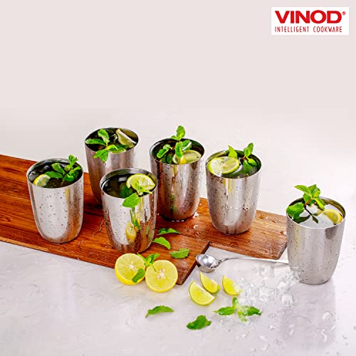 Vinod Stainless Steel Glass Set of 6 - Premium Metal Cups | Beer Glasses | Juice Glass - color: Set Of 6, size: 10 OZ