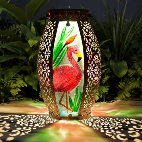 STARSOUL Solar Lantern Outdoor Waterproof, Hanging Solar Lantern for Patio Garden Yard Decor, Flamingo Garden Decor, Flamingo Gift for Women - color: Flamingo