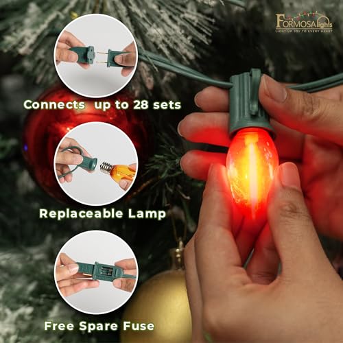C9 26ft Indoor/Outdoor Transparent Multicolor LED Christmas String Lights with 25 Bulbs and E17 Base | 120V, 0.6W - style: Multicolor LED