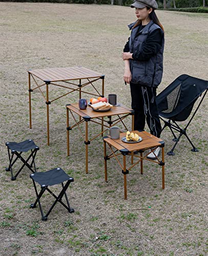 iClimb Lightweight Stable Alu. Folding Square Table Roll Up Top with Carry Bag for Camping Picnic Backyards BBQ Camp Kitchen (Silver, S) - color: Alu Silver, size: Small