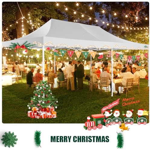 COBIZI 13x26 Heavy Duty Pop Up Canopy with 6 Sidewalls Party Tent Outdoor Wedding Large Event Tent with Roller Bag for Garden Lawn Waterproof UPF 50+ Easy Up, White (Framework Upgraded) - color: White, size: 13x26 With 6 Sidewalls