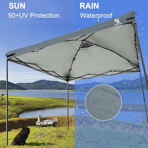 10x10 Pop Up Canopy Replacement Top Cover with Air Vent for Straight Leg Canopy Tent, Waterproof for Outdoor Garden Patio Camping Sun Shade (Light Gray) - color: Light Gray