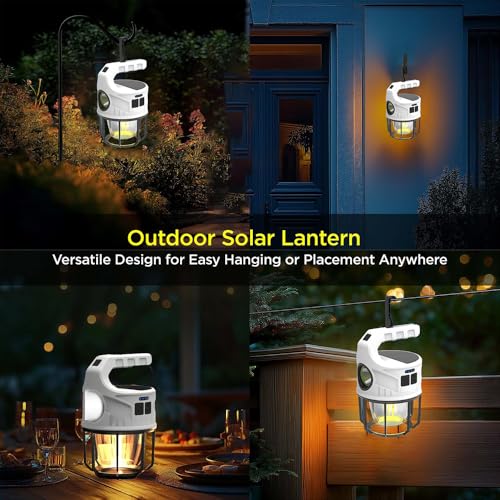 LED Camping Lantern, 500LM Rechargeable Electric Lantern for Outdoor Recreation | Solar & USB Powered Tent Light with Power Bank | IPX4 Waterproof Survival Gear for Camping, Hiking, & Home Emergency