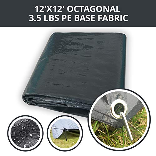 Alvantor Heavy Duty Tarp Waterproof 6'-10'-12'-15' Tarpaulin Ground Trailer with Rust Grommet Weather Resistant Cover Outdoor Camping 10 Mil Thick PE Floor Lightweight Mat - style: 12'x12'