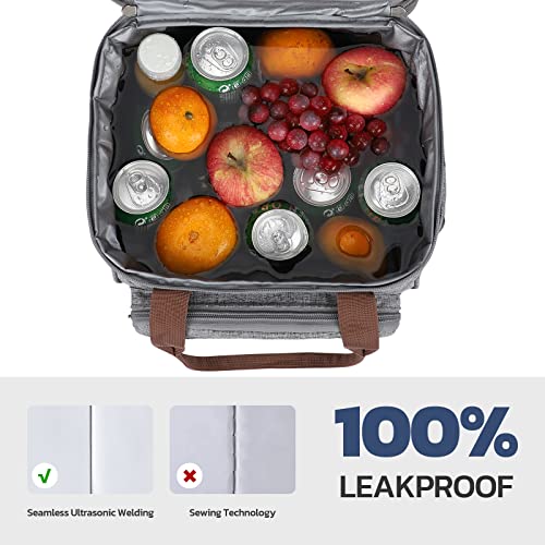 Maelstrom Lunch Box, 23L Insulated Lunch Bag, Expandable Double Deck Cooler Bag, Lightweight Leakproof Tote Bag With Side Tissue Pocket, Suit For Men and Women (B. Gray) - color: B. Gray