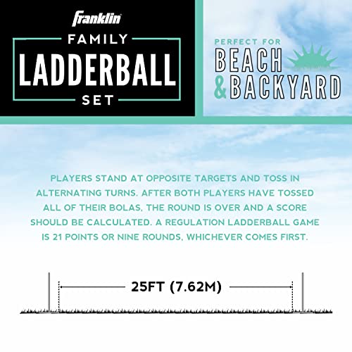Franklin Sports Ladder Ball Set — Includes 2 Ladder Ball Targets with Weighted Bases and 6 Bolas — Ladder Golf Toss Outdoor Game For Beach or Backyard Fun — Professional, American, and Family Set Options - style: Family