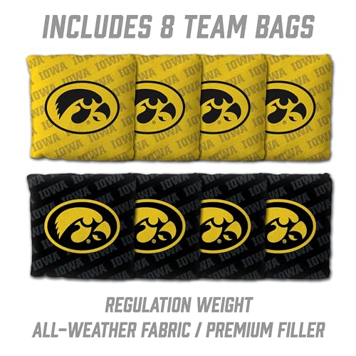 YouTheFan NCAA 2’ x 3’ Wood Cornhole Game with Logo Bags - color: Iowa Hawkeyes, size: 2' X 3'