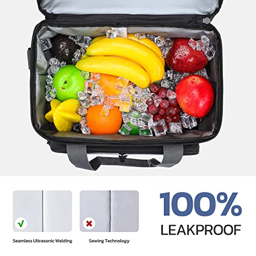 Maelstrom Portable Collapsible Soft Cooler Bag – 24/30/60 Cans Double-Deck Leakproof Ice Chest for Beach, Camping & Grocery - color: Black, size: 24 Can