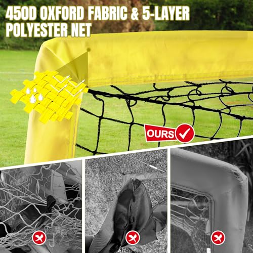 Pro-Grade Kids Backyard Soccer Goal, Tear-Resistant 5-Layer Polyester Soccer Net & 10mm Poles for Maximum Durability, 4x3ft/6x4ft/7x5ft, Pop Up Portable Soccer Training Equipment Set with Size 4 Ball - size: 6 ft x 4ft, style: Yellow