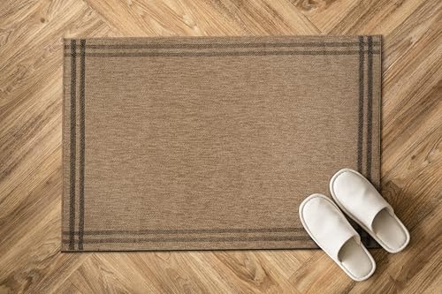 Luul Home Easy Jute Rugs 2x3 Bordered Natural Color Living Room Indoor Outdoor Door Mat for Patio and Kitchen Rug High Traffic Washable Easy to Clean Solid Boho Woven Design Outside Carpet (2 x 3) - color: Bordered/Natural Black, size: 2' x 3' (Rectangula