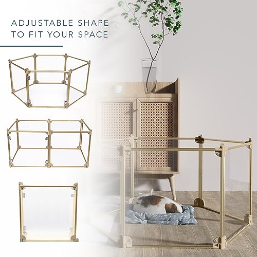 Front Row Foldable Dog Playpen – Durable and Portable Puppy Playpen for Exercise, Rest & Play – Clear Fence Panels with Aluminum Rods and Crate for Dogs and Other Small Pets (Gold, 6-Panel) - color: Gold