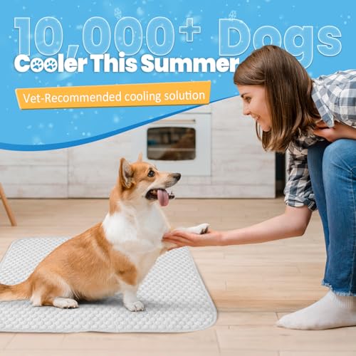 Mora Pets Dog Cooling Mat Instant Self Cooling Pad for Dogs & Cats Breathable Washable Summer Pet Cool Mat Indoor Outdoor, Puppy Cold Blanket for Floor Crate Car Travel Use Medium 36'' x 27'' Grey - color: Light Grey, size: 36'' x 24'' (Medium)