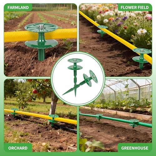 2 Pack 10 Inch Garden Hose Guide Stakes, Upgraded Reinforced Disc, Rotatable Double-Disk Sun Protection Heavy-Duty Plastic Stake, Hose Guard for Yard, Lawn & Flower Bed Landscaping (Green 2Pcs) - color: Green 2Pcs