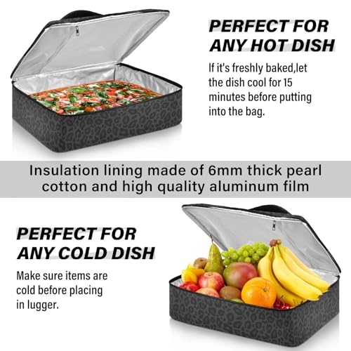 Wamika Black Cheetah Pizza Bag Thermal Tote Leopard Insulated Casserole Cookware Carrier for Hot or Cold Food Fits 15" x 11" Baking Dish for Pockluck, Parties, Picnic, and Cookouts - color: Cheetah