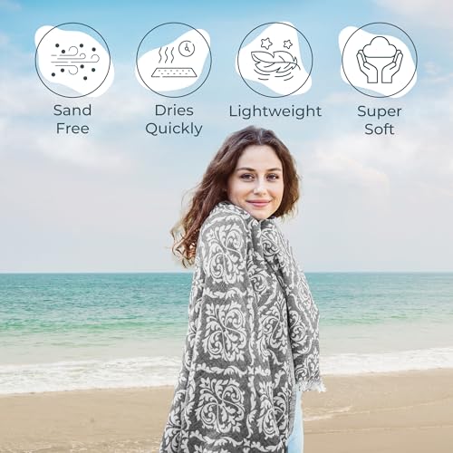 Premium Turkish Beach Towel – 35"x67" – 100% Cotton – Quick Dry Towel & Sand Free – Renaissance Black – Ideal for Travel & Pool - color: Renaissance Black