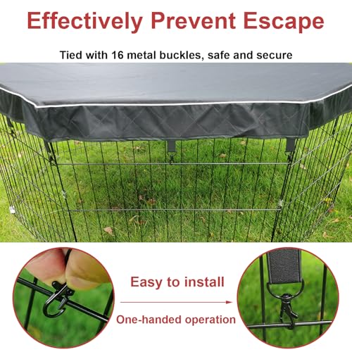 Dog Playpen Cover Sun/Rain Proof Top,Provide Shade and Security for Indoor and Outdoor,Dog Pen Cover Fits All 24 Inch 8 Panels Pet Playpen (Playpen not Include) - color: 24 inch 8 panel cover black