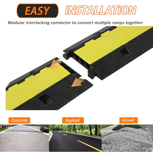 GarveeTech Cable Ramp 1 Pack 3 Channel Rubber Cable Protector Ramps, Cable Wire Cord Cover Ramp, 28000 lbs Capacity Heavy Duty Speed Bump Driveway Outdoor Hose Cable Ramp Protective Cover - size: 41''*12''*2''-3 Medium Channel