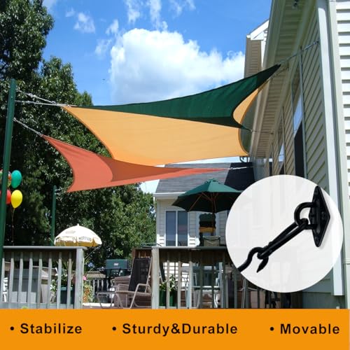 Shade Sail Hardware Kit 6 Inch - 304 Stainless Steel Sun Shade Hardware for Triangle/Rectangle Outdoor Sun Shade Sail, Black, 44 Pcs - size: M6-44pcs