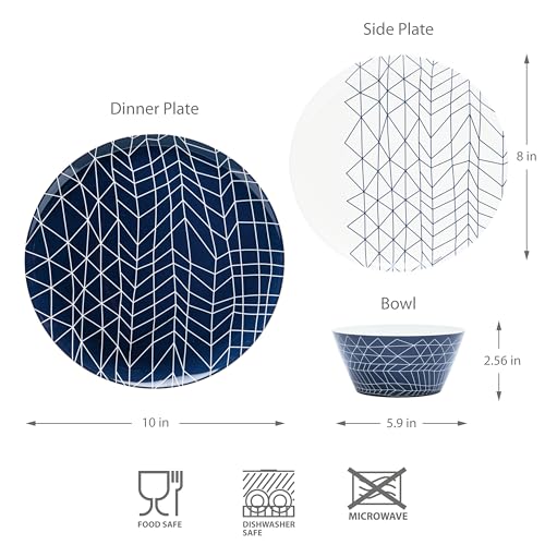Bzyoo 12-Piece Melamine Dinnerware Set - Spidy | Lightweight, Durable, BPA-Free | Dishwasher Safe Dish Set for Indoor & Outdoor Use - Perfect for Camping, BBQs - color: Spidy Blue