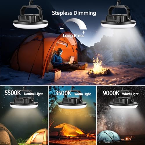 VAVOFO 4000LM 15,000mAh LED Camping Lantern Rechargeable, 3 Lighting Modes, 180LEDs ,Portable Tent Light with Magnet, IP65 Waterproof Hanging Light for Emergencies, Power Outages ,Hurricane(Blcak) - size: 42W Pro(Black)