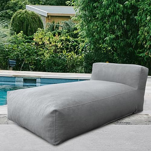 Outdoor Bean Bed Chair Sun Lounger, Outdoor Couch Sofa for Patio & Pool, Foam Filling Day Bed Furniture, Comfy Lazy Sofa for Outside, Water-Resistant Seating (Dark Gray, 70'' L) - color: Dark Gray, size: 70'' L Standard Back