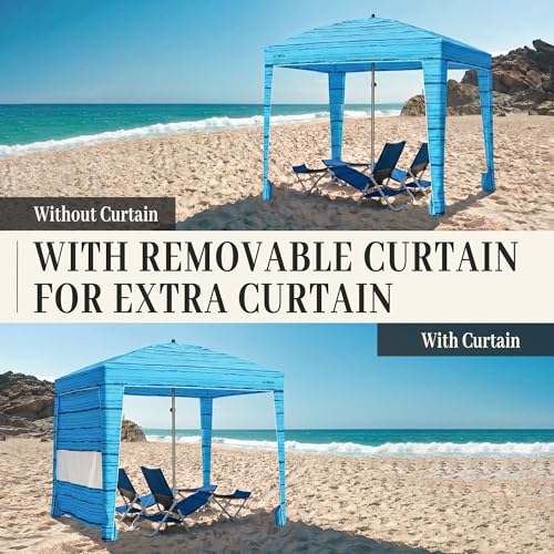 UPWELL Beach Tent Easy Set Up Canopy Sun Shelter Shade with UPF 50+UV Protection Portable Beach Umbrella Outdoor Sunwall with Sand Pockets for Fishing Backyard Camping(Deep Sea Blue) - color: Deep Sea Blue