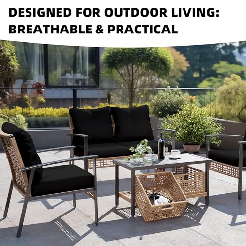 8Pcs Outdoor Cushion Covers, Patio Cushion Covers,Stretch Elastic Slipcovers, Replacement Washable & Reusable Furniture Protector for Patio Couch (Black,Cover Only) - color: Black, size: 8Pcs-Solid color